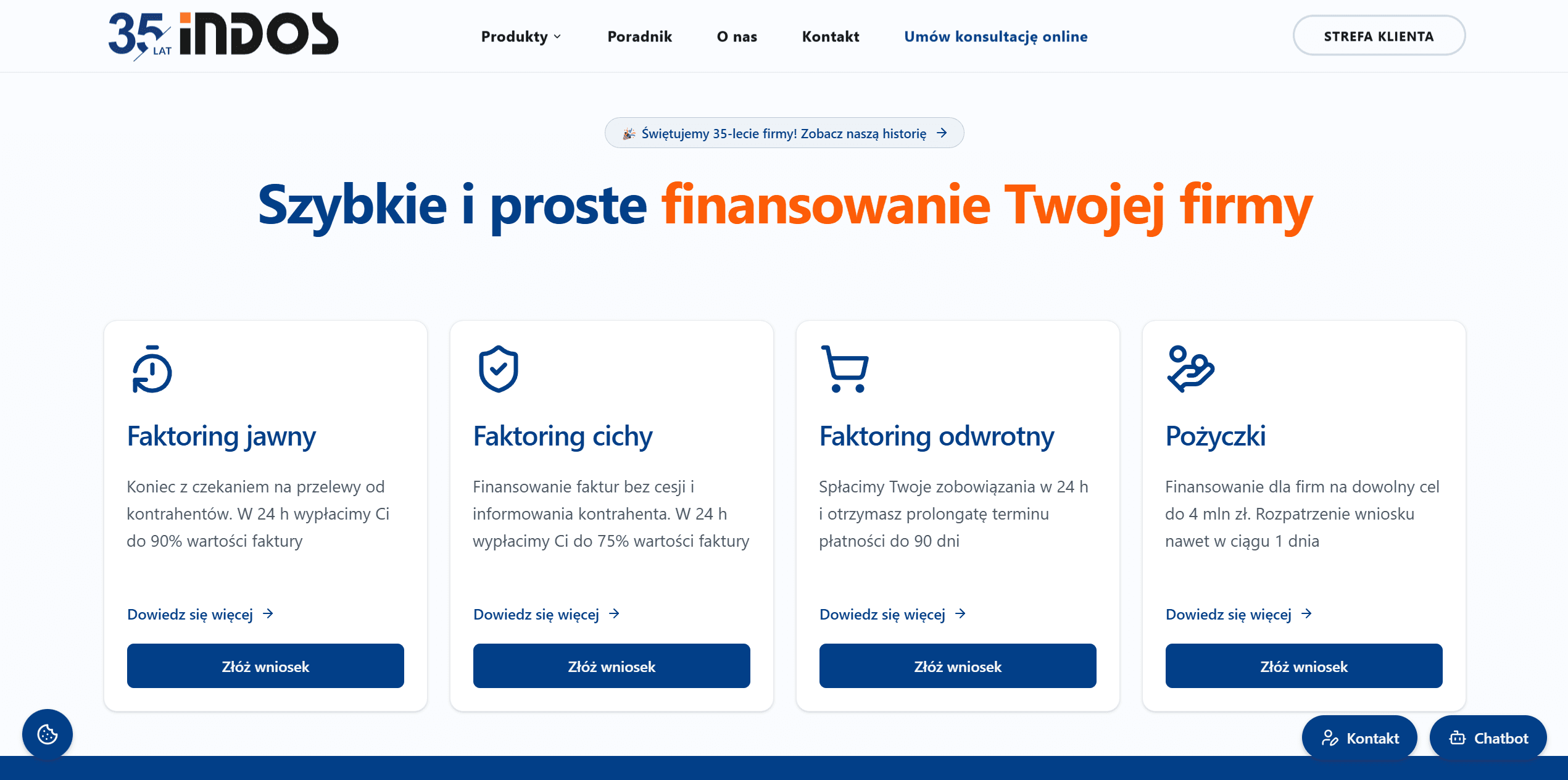 Strona główna serwisu firmowego Indos